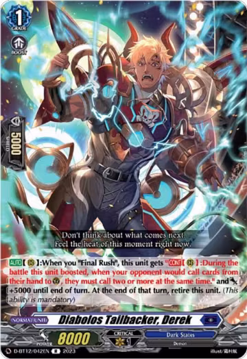 Diabolos Tailbacker, Derek (D-BT12/042EN), D-BT12: Evenfall Onslaught — Vanguard card price