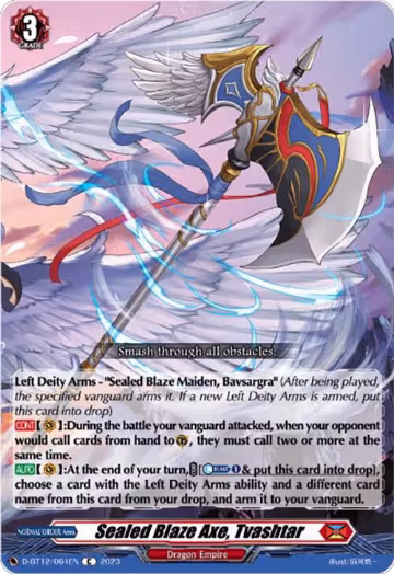 Sealed Blaze Axe, Tvashtar (D-BT12/064EN), D-BT12: Evenfall Onslaught — Vanguard card price