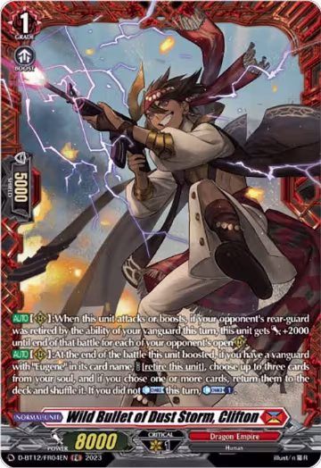 Wild Bullet of Dust Storm, Clifton (FR) (D-BT12/FR04EN), D-BT12: Evenfall Onslaught — Vanguard card price