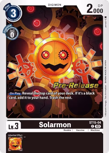 Solarmon (ST15-04 C), Starter Deck 15: Dragon of Courage Pre-Release Cards — Digimon card price