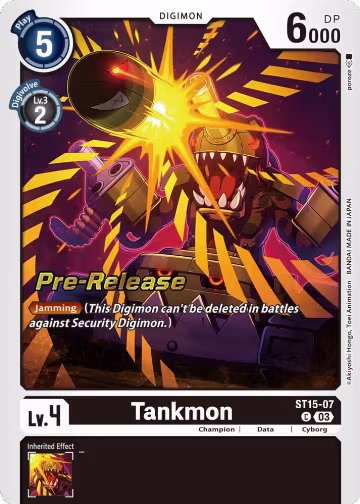Tankmon (ST15-07 C), Starter Deck 15: Dragon of Courage Pre-Release Cards — Digimon card price