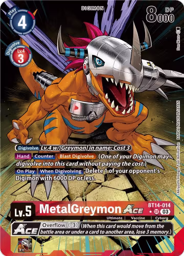 MetalGreymon ACE (English Exclusive Alternate Art) (BT14-014 SR), Blast Ace — Digimon card price
