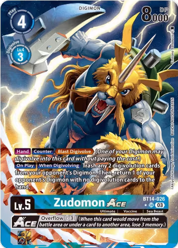 Zudomon ACE (English Exclusive Alternate Art) (BT14-026 SR), Blast Ace — Digimon card price