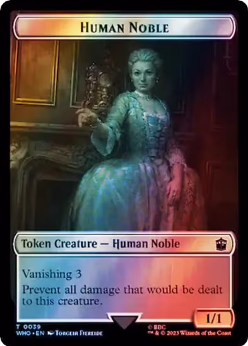 Human Noble // Treasure (0063) Double-Sided Token (Surge Foil) (39 // 63), Universes Beyond: Doctor Who — Magic card price