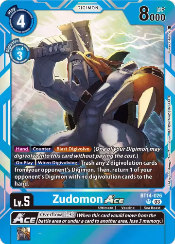 Zudomon ACE (BT14-026 SR), Blast Ace — Digimon card price