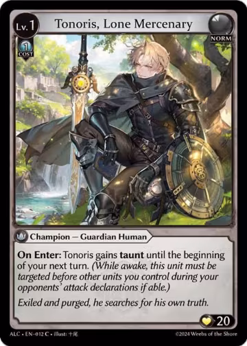 Tonoris, Lone Mercenary (012), Alchemical Revolution — Grand Archive card price