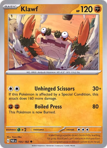 Klawf (105/182), Paradox Rift — Pokémon card price