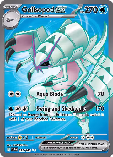 Golisopod ex - 221/182 (221/182), Paradox Rift — Pokémon card price