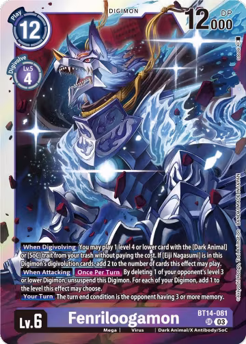 Fenriloogamon (BT14-081 SR), Blast Ace — Digimon card price