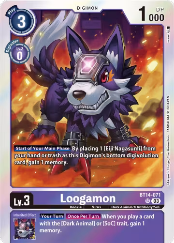Loogamon (BT14-071 SR), Blast Ace — Digimon card price