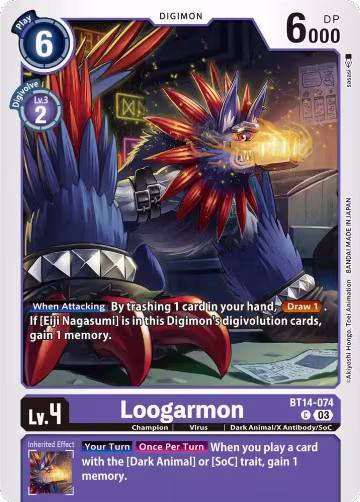 Loogarmon (BT14-074 C), Blast Ace — Digimon card price