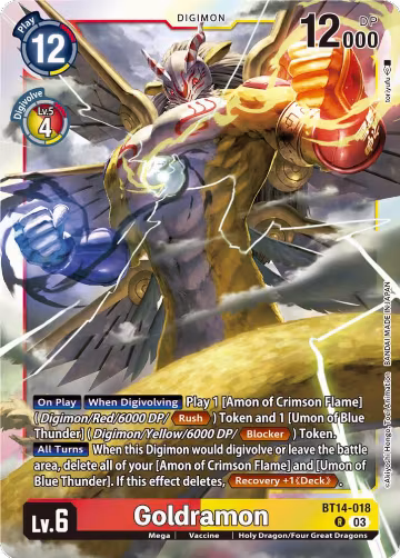 Goldramon (BT14-018 R), Blast Ace — Digimon card price