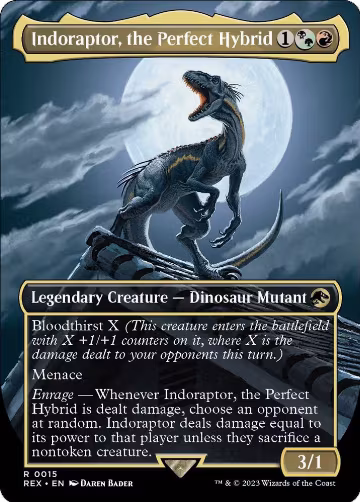 Indoraptor, the Perfect Hybrid (Borderless) (15), Universes Beyond: Jurassic World Collection — Magic card price