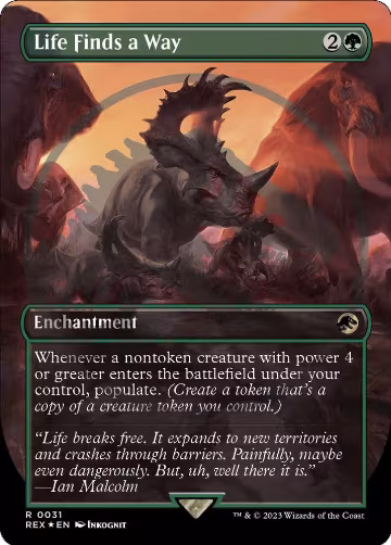 Life Finds a Way (Borderless) (Emblem) (31), Universes Beyond: Jurassic World Collection — Magic card price