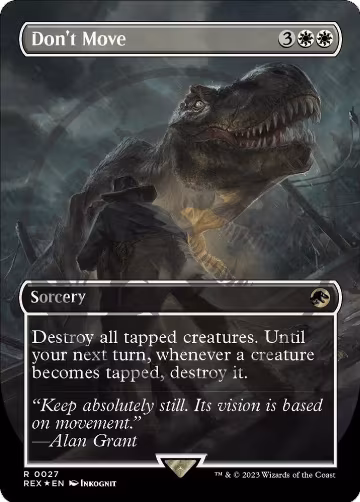 Don't Move (Borderless) (Emblem) (27), Universes Beyond: Jurassic World Collection — Magic card price