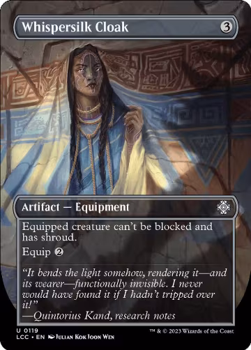 Whispersilk Cloak (Borderless) (119), Commander: The Lost Caverns of Ixalan — Magic card price