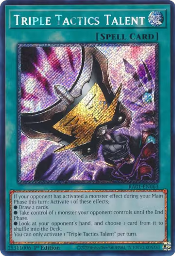 Triple Tactics Talent (Platinum Secret Rare) (RA01-EN063), 25th Anniversary Rarity Collection — Yu-Gi-Oh! card price