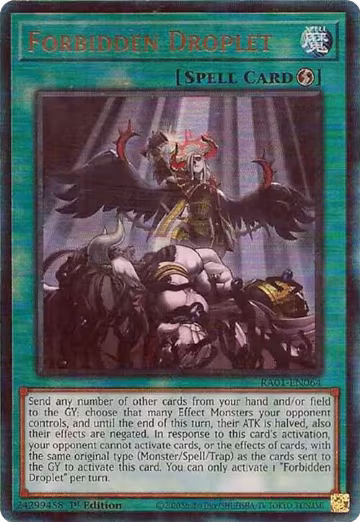 Forbidden Droplet (PUR) (RA01-EN064), 25th Anniversary Rarity Collection — Yu-Gi-Oh! card price