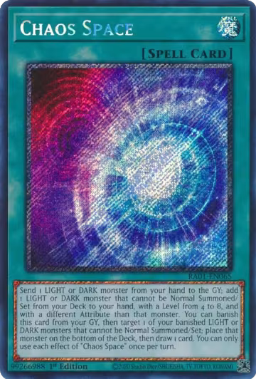 Chaos Space (Platinum Secret Rare) (RA01-EN065), 25th Anniversary Rarity Collection — Yu-Gi-Oh! card price