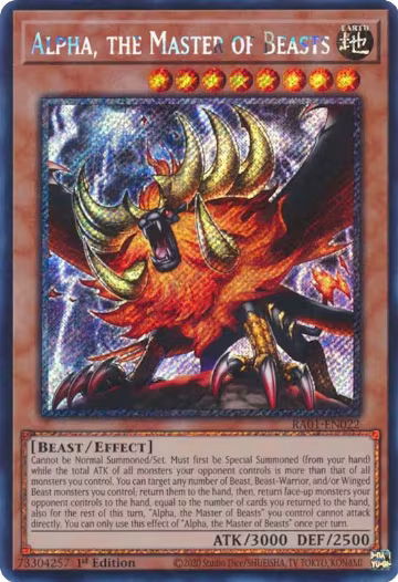 Alpha, the Master of Beasts (Platinum Secret Rare) (RA01-EN022), 25th Anniversary Rarity Collection — Yu-Gi-Oh! card price