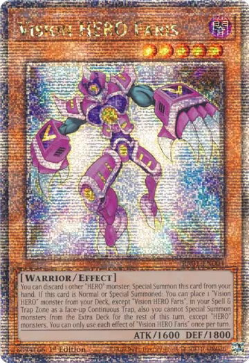 Vision HERO Faris (Quarter Century Secret Rare) (RA01-EN004), 25th Anniversary Rarity Collection — Yu-Gi-Oh! card price