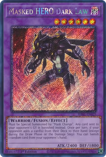 Masked HERO Dark Law (Platinum Secret Rare) (RA01-EN025), 25th Anniversary Rarity Collection — Yu-Gi-Oh! card price