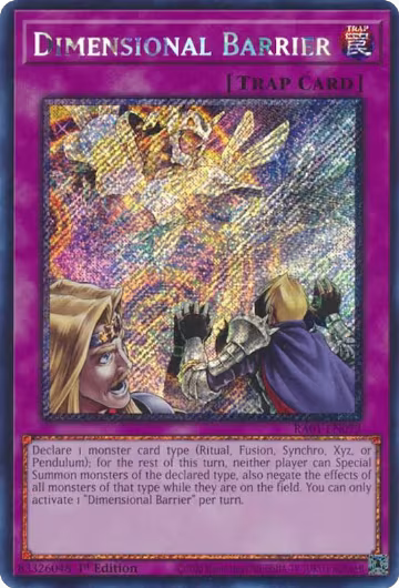 Dimensional Barrier (Platinum Secret Rare) (RA01-EN072), 25th Anniversary Rarity Collection — Yu-Gi-Oh! card price