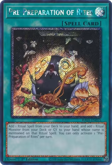 Pre-Preparation of Rites (Platinum Secret Rare) (RA01-EN055), 25th Anniversary Rarity Collection — Yu-Gi-Oh! card price