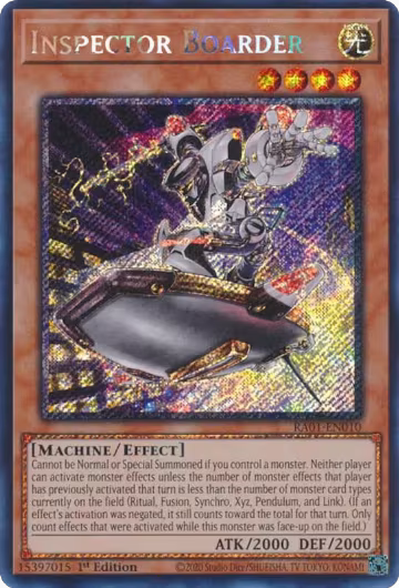 Inspector Boarder (Platinum Secret Rare) (RA01-EN010), 25th Anniversary Rarity Collection — Yu-Gi-Oh! card price