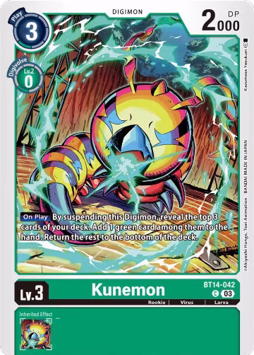 Kunemon (BT14-042 C), Blast Ace — Digimon card price
