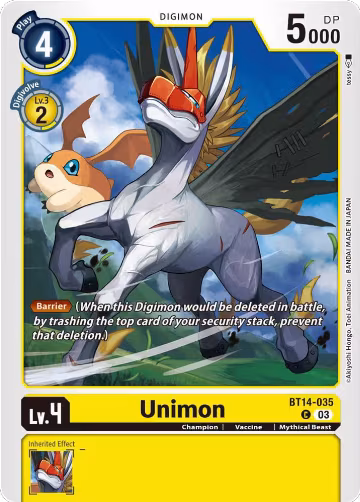 Unimon (BT14-035 C), Blast Ace — Digimon card price