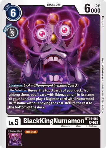 BlackKingNumemon (BT14-063 U), Blast Ace — Digimon card price