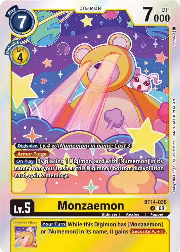 Monzaemon (BT14-039 R), Blast Ace — Digimon card price