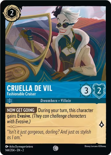 Cruella De Vil - Fashionable Cruiser (144/204), Rise of the Floodborn — Lorcana card price
