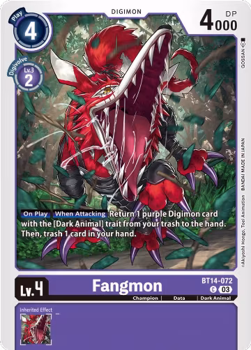 Fangmon (BT14-072 C), Blast Ace — Digimon card price