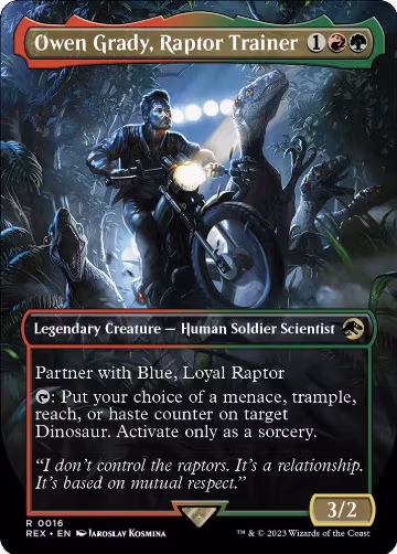Owen Grady, Raptor Trainer (Borderless) (16), Universes Beyond: Jurassic World Collection — Magic card price