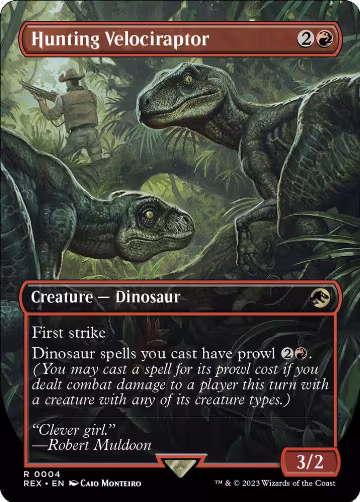 Hunting Velociraptor (Borderless) (4), Universes Beyond: Jurassic World Collection — Magic card price