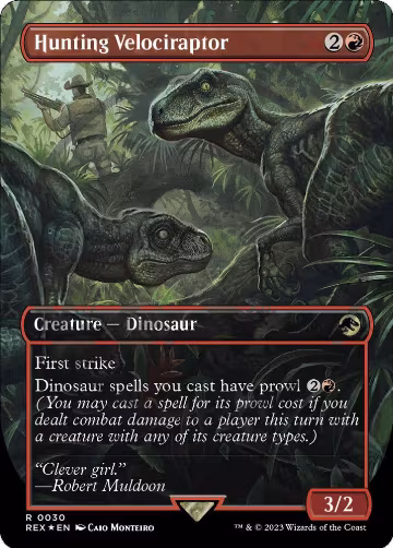 Hunting Velociraptor (Borderless) (Emblem) (30) — card price