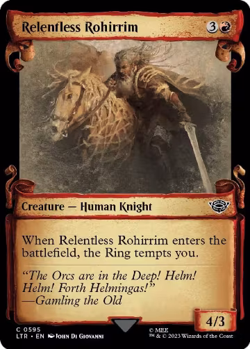 Relentless Rohirrim (Showcase Scrolls) (595), Universes Beyond: The Lord of the Rings: Tales of Middle-earth — Magic card price