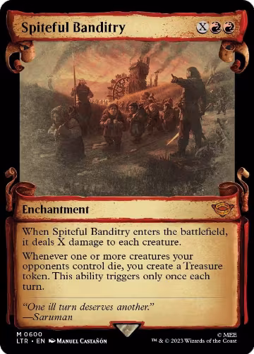 Spiteful Banditry (Showcase Scrolls) (600), Universes Beyond: The Lord of the Rings: Tales of Middle-earth — Magic card price