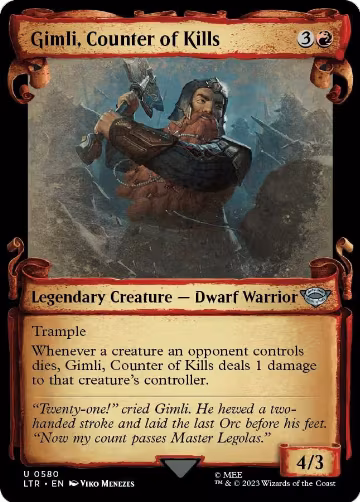 Gimli, Counter of Kills (Showcase Scrolls) (580), Universes Beyond: The Lord of the Rings: Tales of Middle-earth — Magic card price