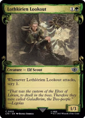 Lothlorien Lookout (Showcase Scrolls) (626), Universes Beyond: The Lord of the Rings: Tales of Middle-earth — Magic card price