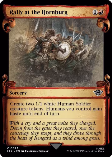 Rally at the Hornburg (Showcase Scrolls) (593), Universes Beyond: The Lord of the Rings: Tales of Middle-earth — Magic card price
