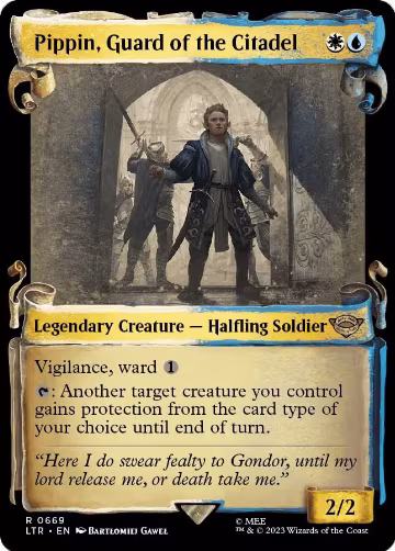 Pippin, Guard of the Citadel (Showcase Scrolls) (669), Universes Beyond: The Lord of the Rings: Tales of Middle-earth — Magic card price