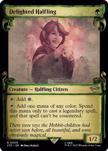 Delighted Halfling (Showcase Scrolls) (609), Universes Beyond: The Lord of the Rings: Tales of Middle-earth — Magic card price