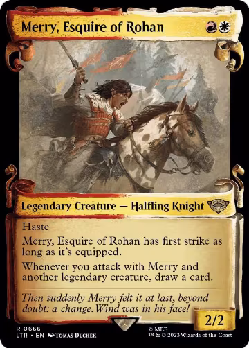 Merry, Esquire of Rohan (Showcase Scrolls) (666), Universes Beyond: The Lord of the Rings: Tales of Middle-earth — Magic card price