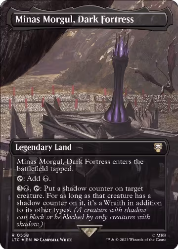Minas Morgul, Dark Fortress (Borderless) (Surge Foil) (558), Commander: The Lord of the Rings: Tales of Middle-earth — Magic card price