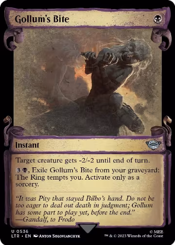 Gollum's Bite (Showcase Scrolls) (536), Universes Beyond: The Lord of the Rings: Tales of Middle-earth — Magic card price