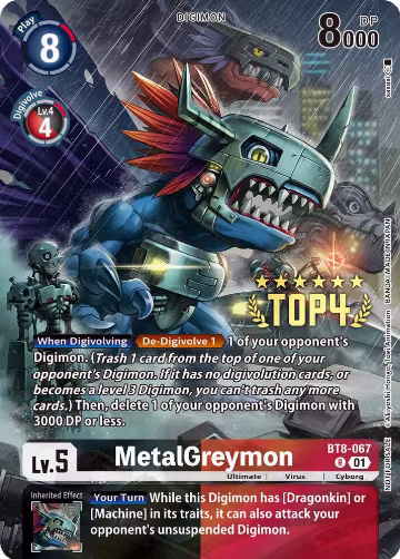 MetalGreymon (Digimon 3-On-3 Top 4) (BT8-067 R) — card price