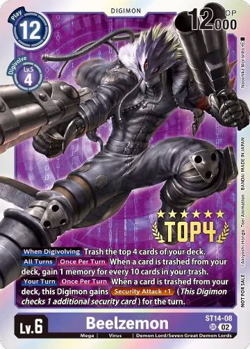 Beelzemon (Digimon 3-On-3 Top 4) (ST14-08 SR) — card price